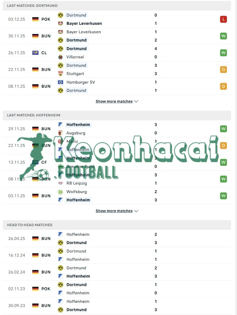 Phong độ và lịch sử đối đầu của Dortmund vs Hoffenheim  